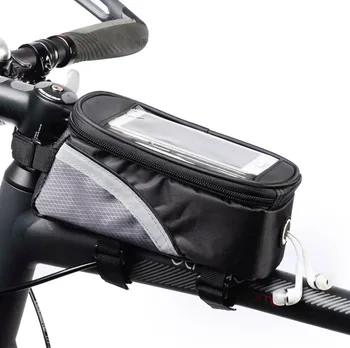 Аксессуары для велосипеда Водонепроницаемый чехол для сенсорного экрана мобильного телефона для велоспорта, сумка для MTB, сумки для велосипедной рамы спереди и сверху