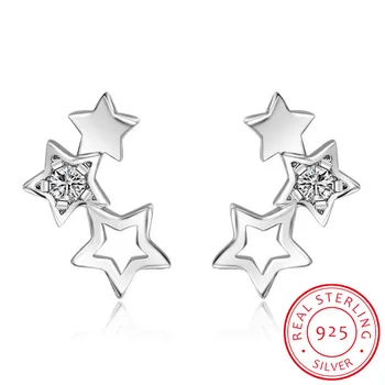 Серьги-гвоздики в виде звезды из стерлингового серебра 925 пробы для женщин, Элегантные свадебные украшения, подвески, мода 2023, Brincos eh907