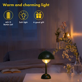 Светодиодные лампы на прикроватной тумбочке с батарейным питанием, декоративные ночные светильники, кнопочный выключатель, орнамент, прочный для украшения домашней обстановки
