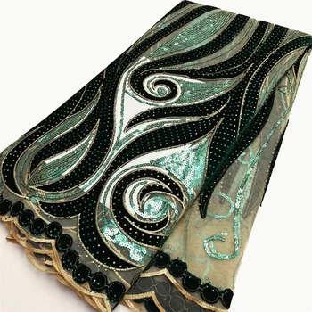 Блестящая Африканская бархатная кружевная ткань Роскошная Нигерийская кружевная ткань С блестками Высококачественный Материал для пошива платьев для свадебной вечеринки